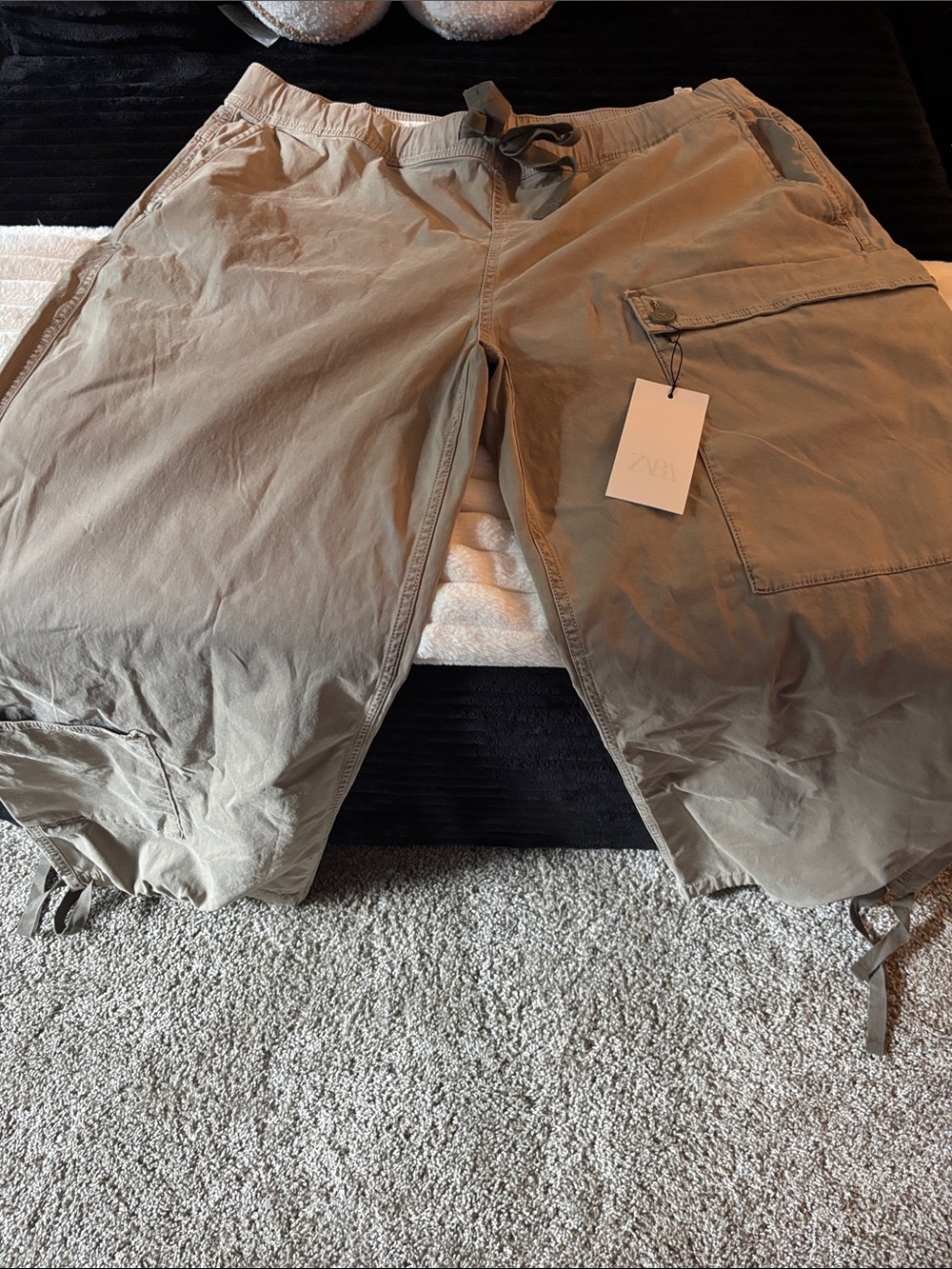 Zara Olive Utility Cargo Joggers